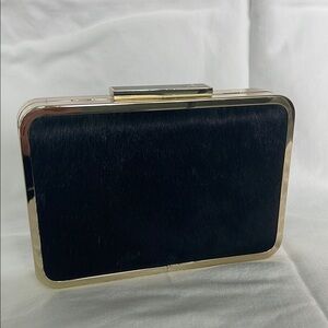 Pour La Victoria Black and Gold Minaudiere